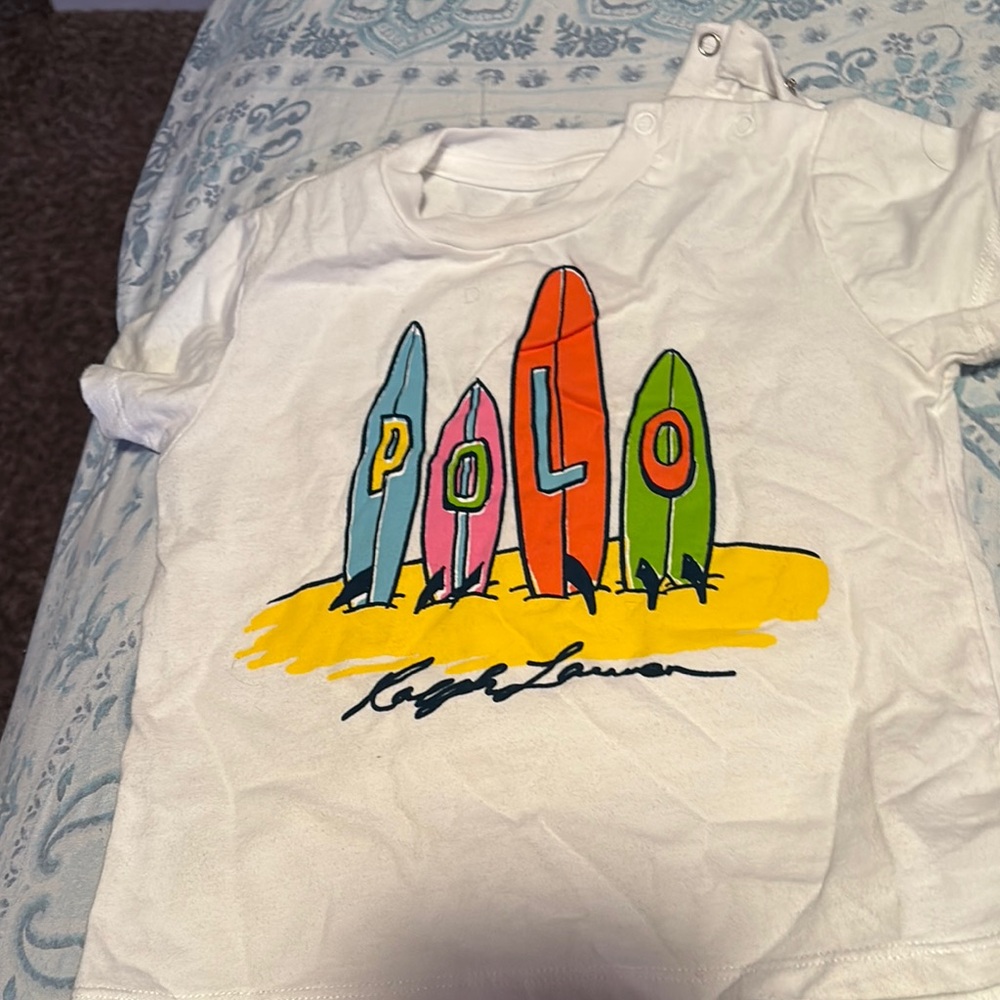 Polo by Ralph Lauren Kids White Surfboard Graphic Tee